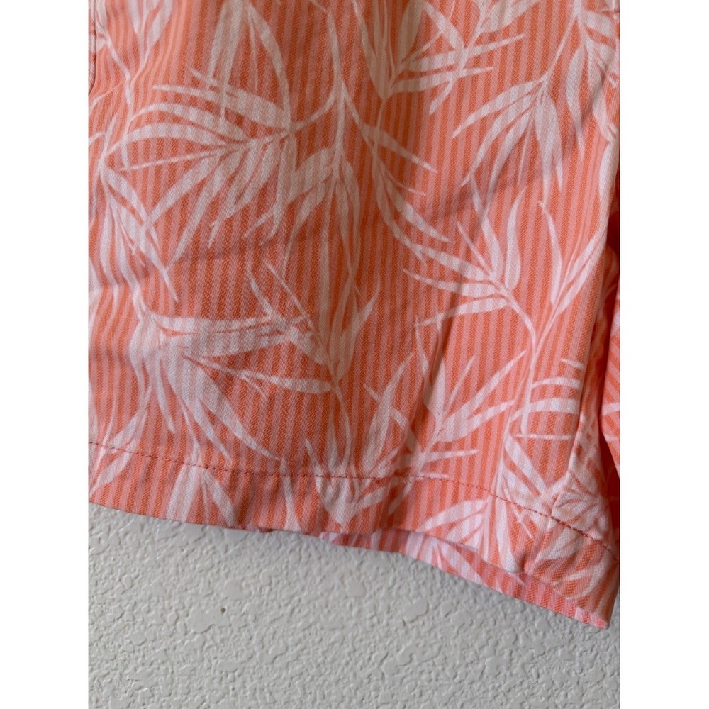 Lands End Womens Shorts Size 8 Coral Pink Tropical Leaf Print Mid Rise Cotton - Picture 8 of 15
